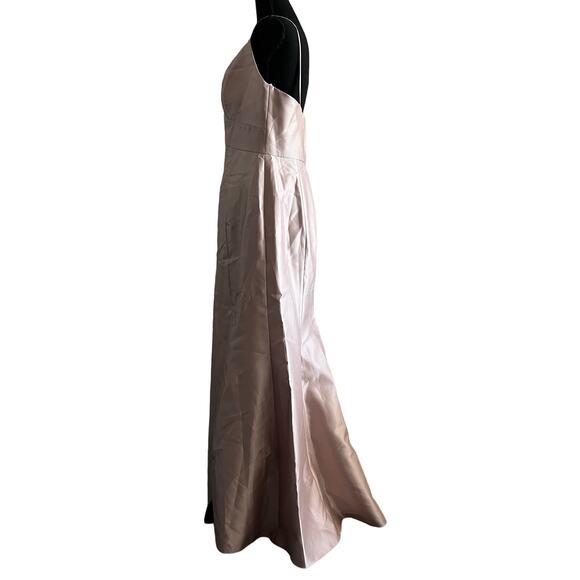 Alfred Sung Dress Size 14 Twill Trumpet Front Slit Cameo D758 - Picture 4 of 16